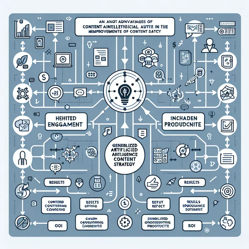 Diagram illustrating a generalized artificial intelligence content strategy for content creation and SEO.