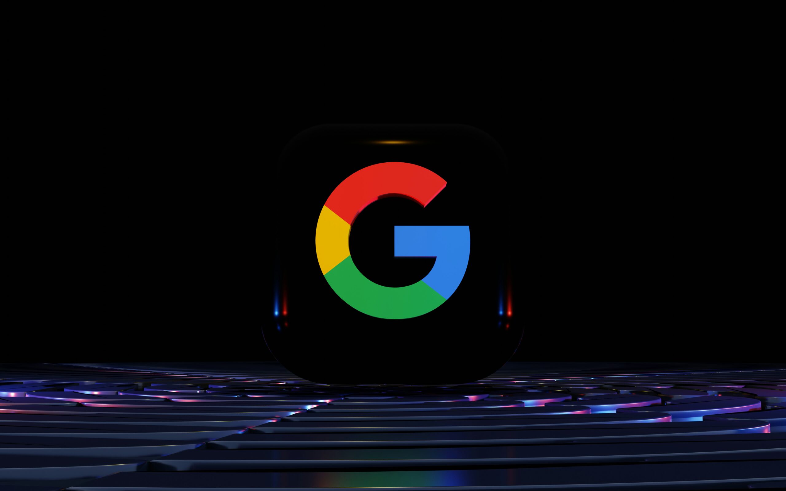Google logo in colorful G on a dark background, representing the brand.
