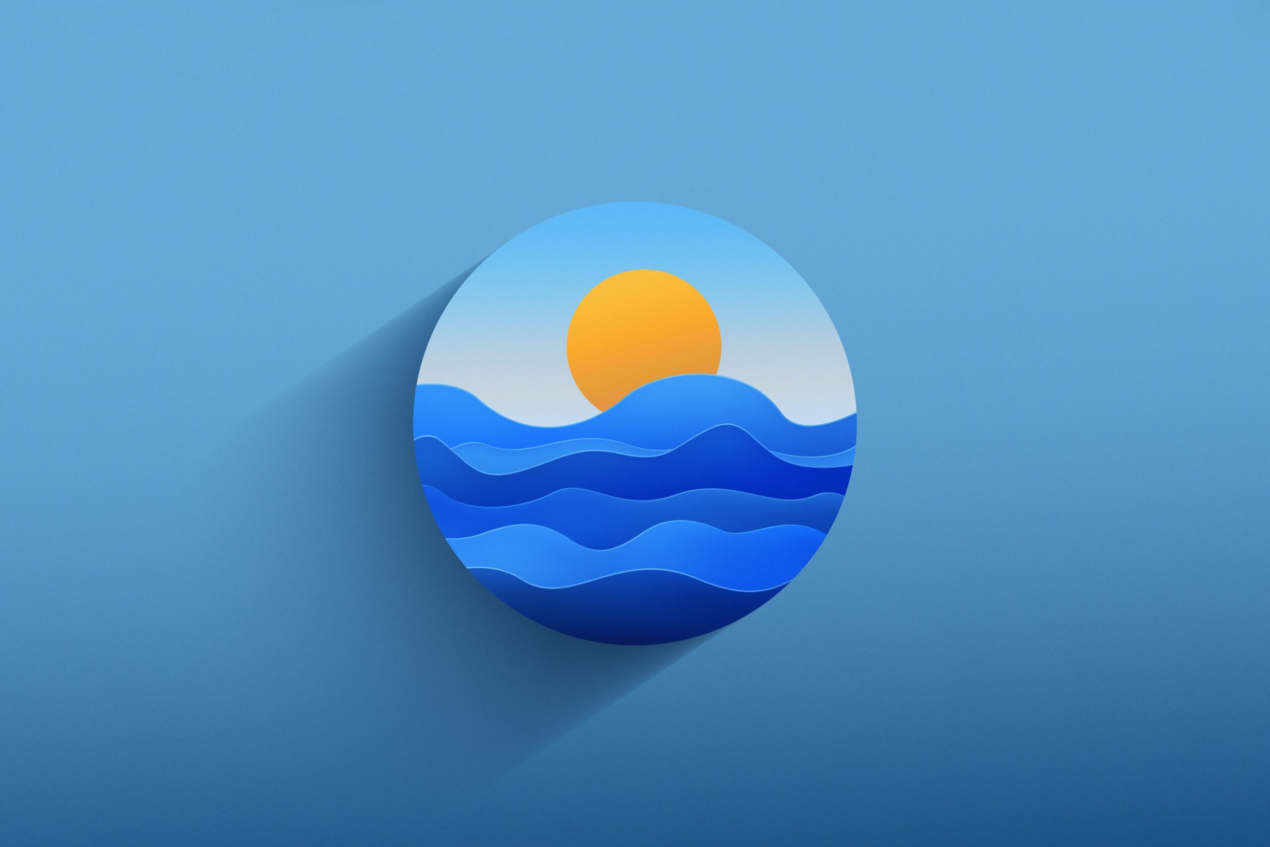 Abstract illustration of sea waves and sun, possibly representing an app or mobile application.