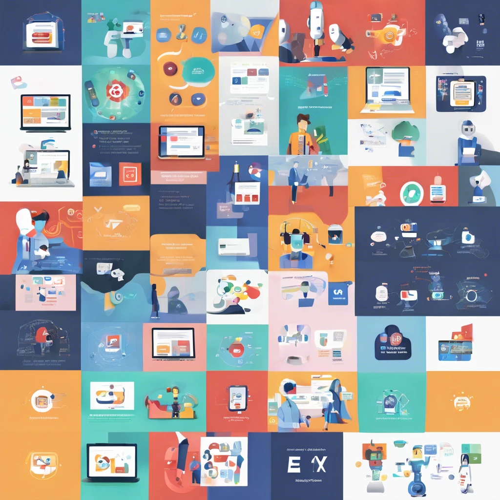 Collection of digital marketing and AI marketing related icons and concepts in a grid.