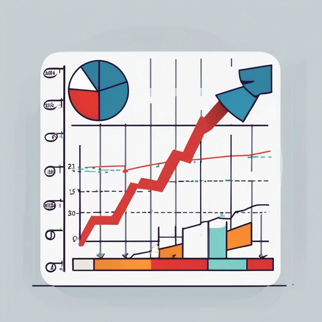 Upward trend chart, graph showing growth and AI marketing.