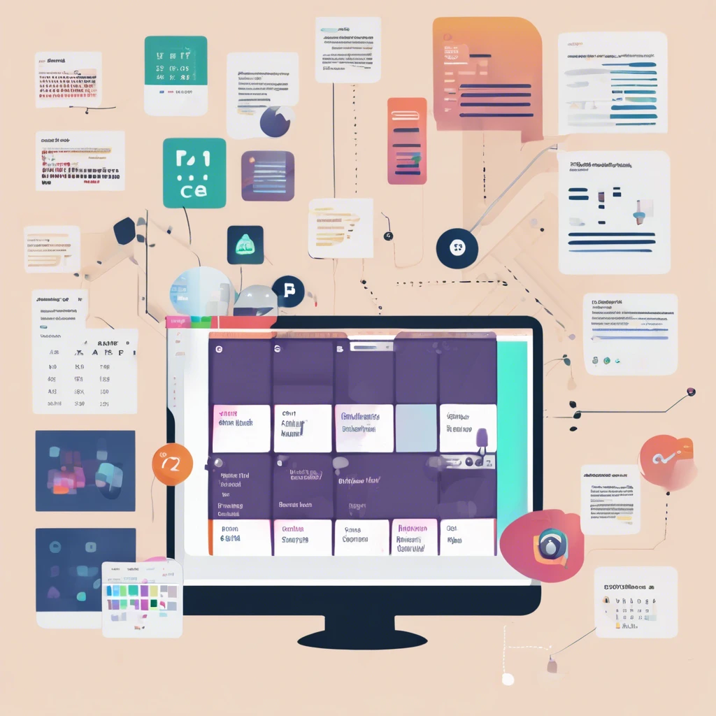 Computer screen with marketing data, digital marketing and automation.
