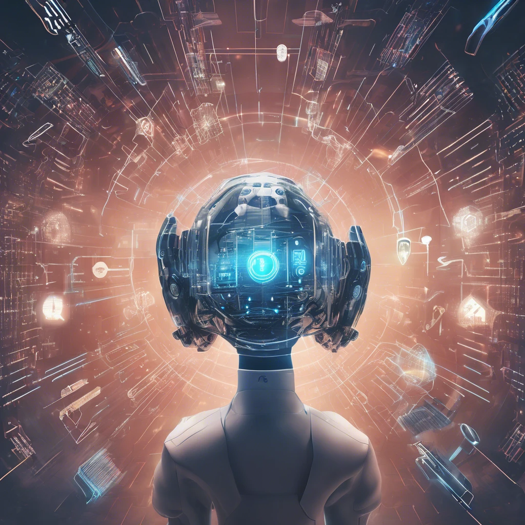 Futuristic AI concept with a person and a network background, symbolizing digital marketing.