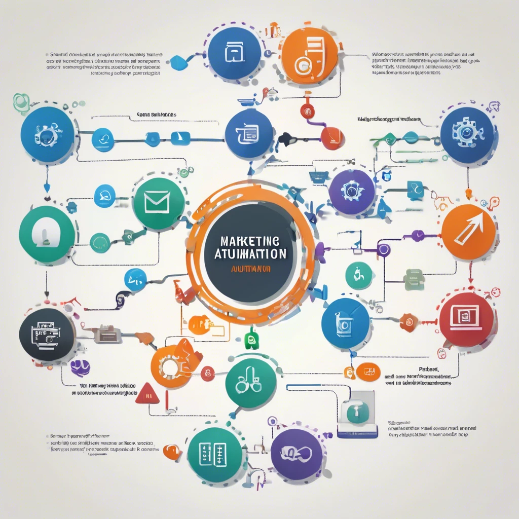 Marketing automation diagram, AI marketing strategies.
