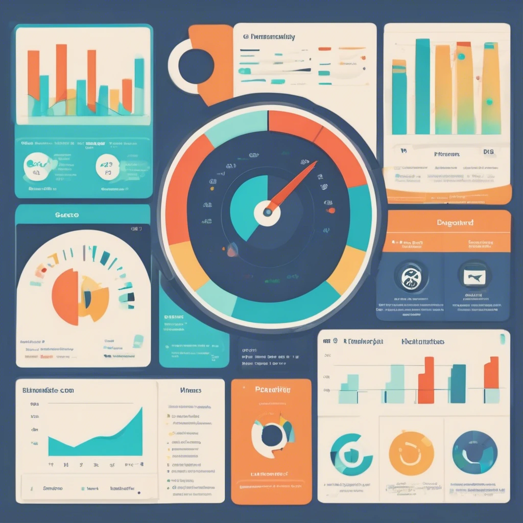 Dashboard with various charts and graphs, data visualization.