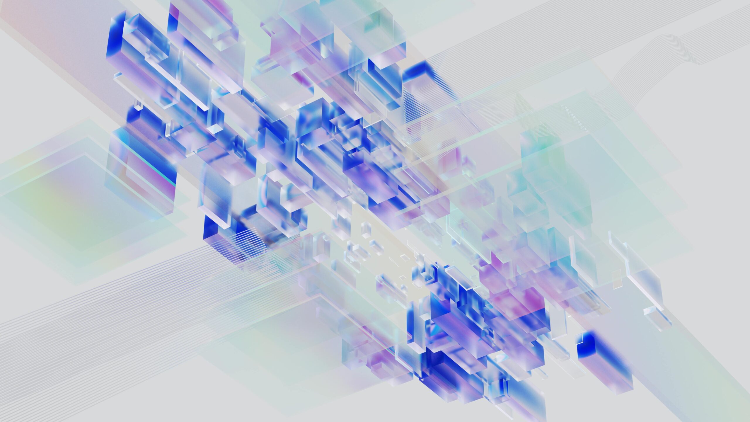 Abstract geometric design with blue and purple elements.