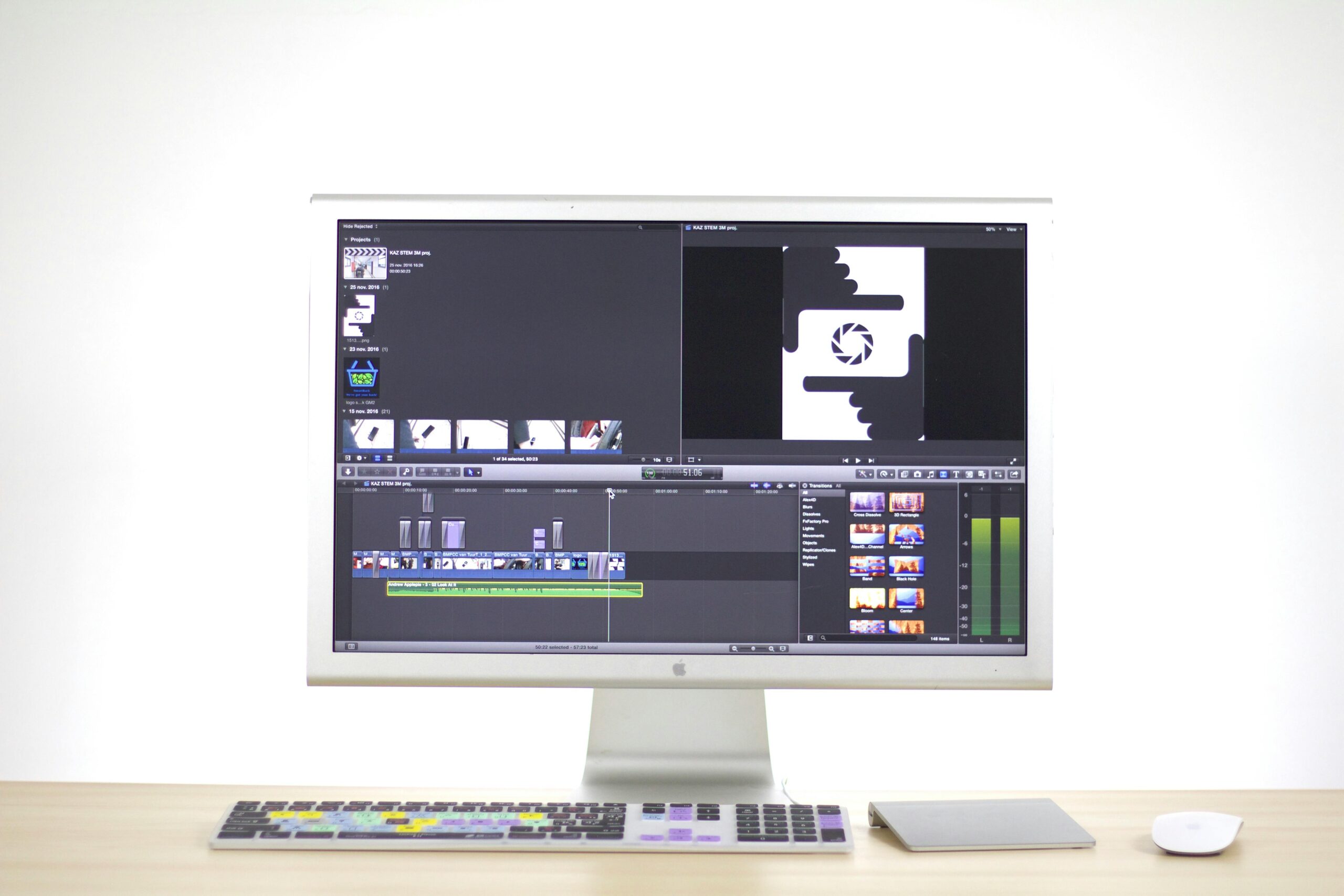 Computer screen displaying video editing software interface.