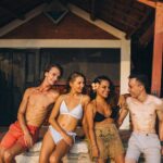 Group of friends in swimwear. Social media marketing can utilize images like this.