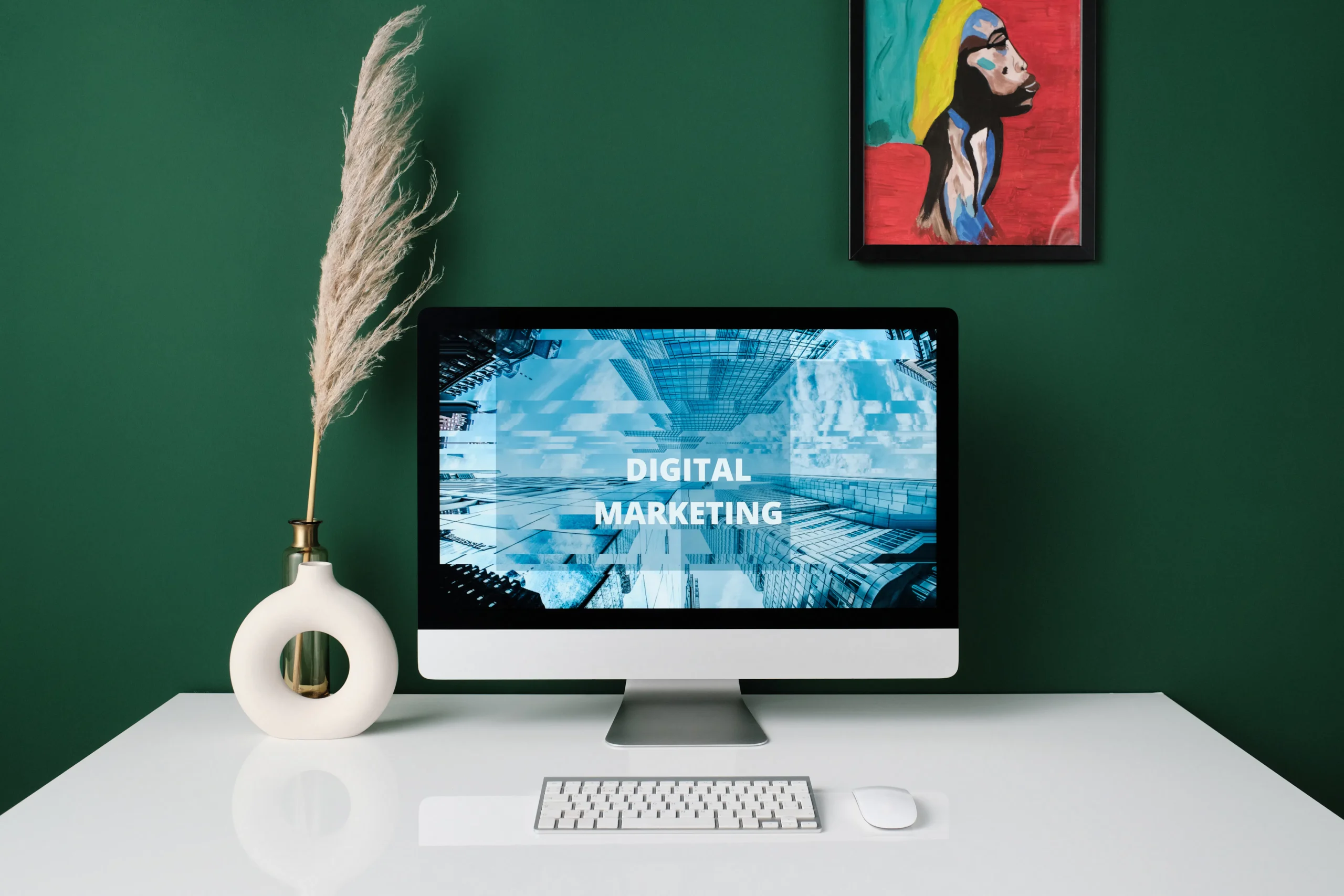 A collage showcasing various digital marketing channels, including search engine results pages, social media feeds, and email marketing campaigns, illustrating the importance of a comprehensive online presence. Alt text: Enhancing brand visibility through comprehensive digital marketing services provided by a US digital marketing agency.