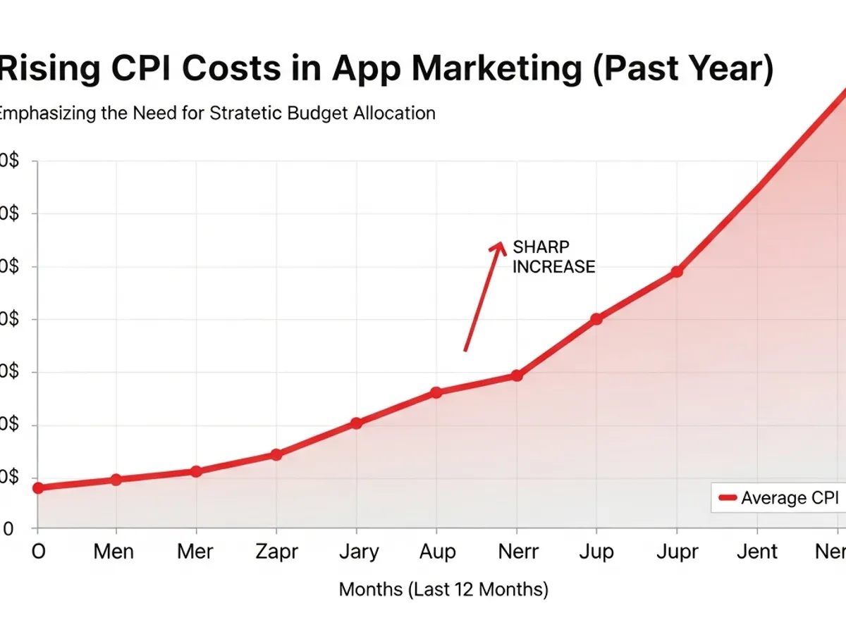Graph depicting rising CPI costs in app marketing over the past year, emphasizing the need for strategic budget allocation in mobile app marketing services.